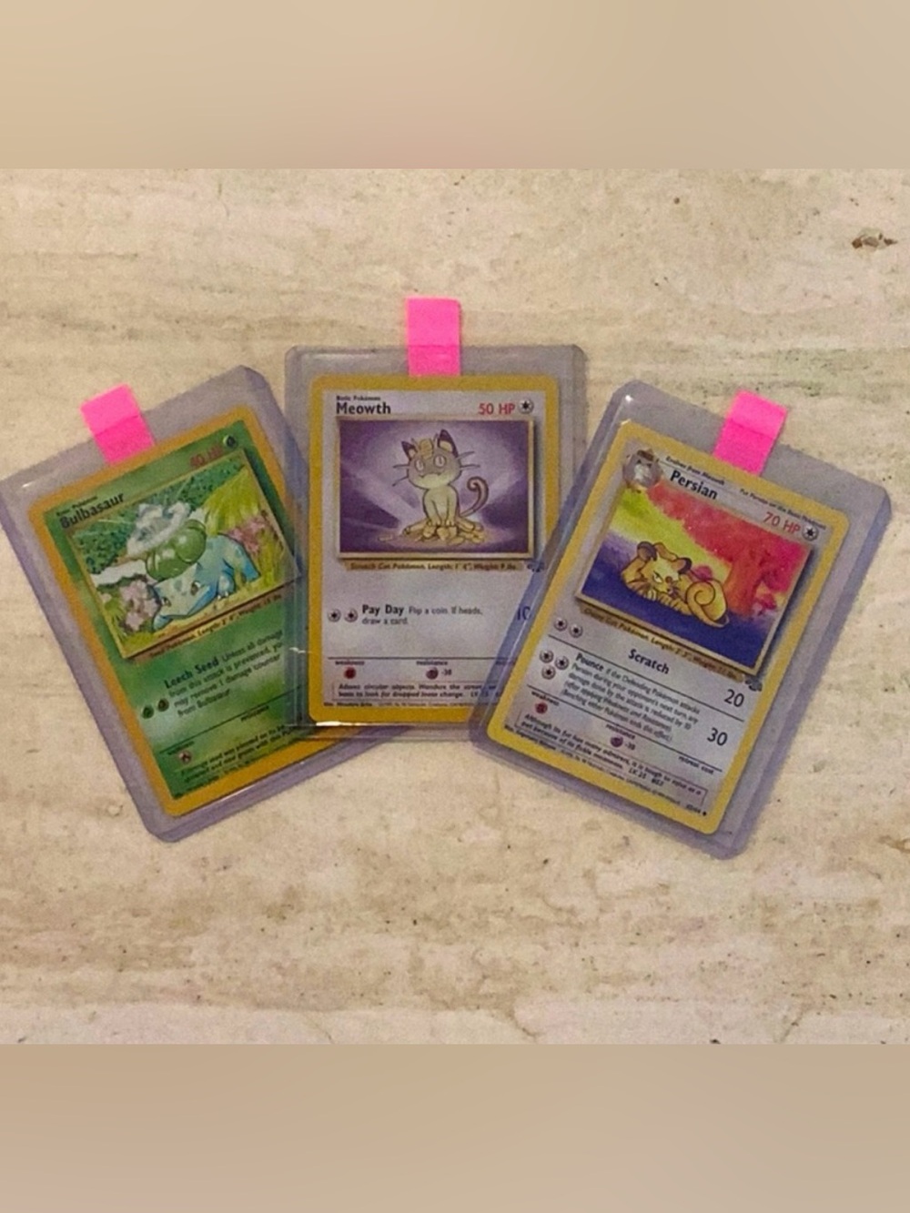 Pokemon Cards 1999 Meowth 56/64 Bulbasaur 44/102 Persian 42/64 Lot of 3 Base Set